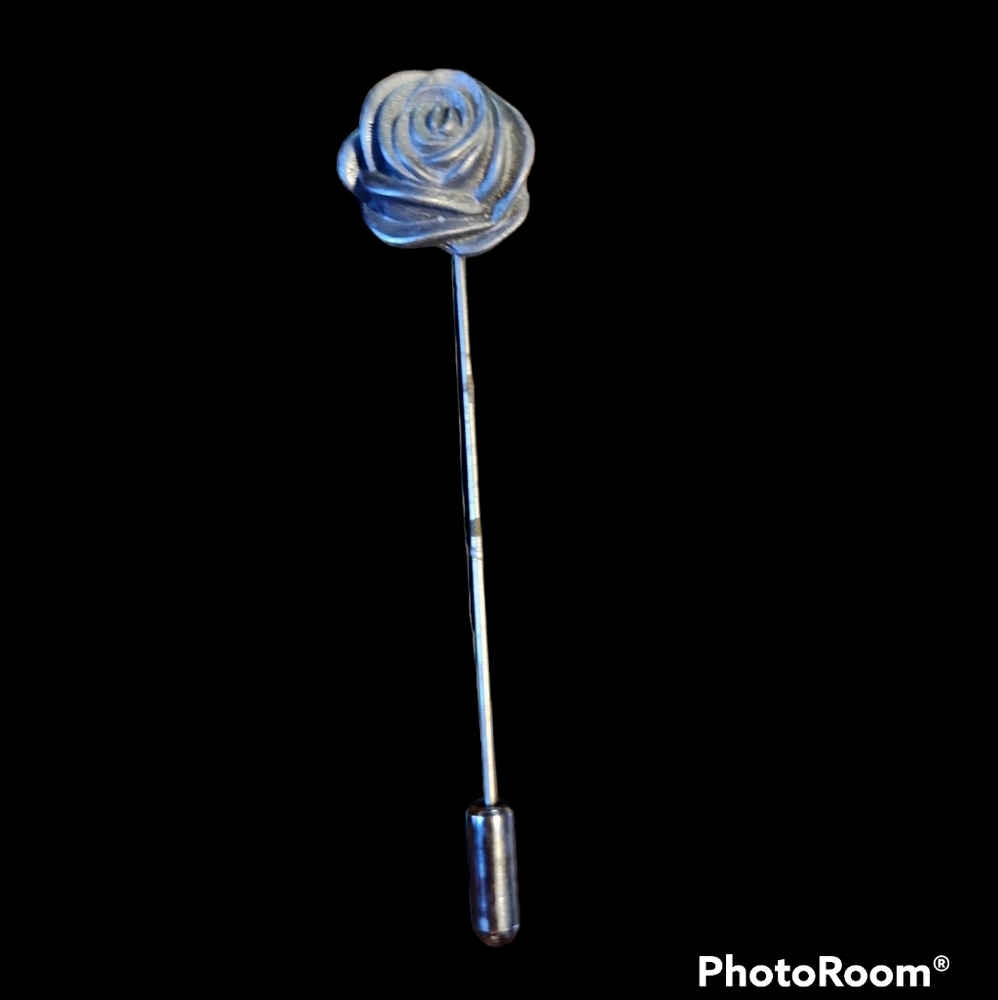 Kelly Waters vintage pewter rose pin. 3 inches long